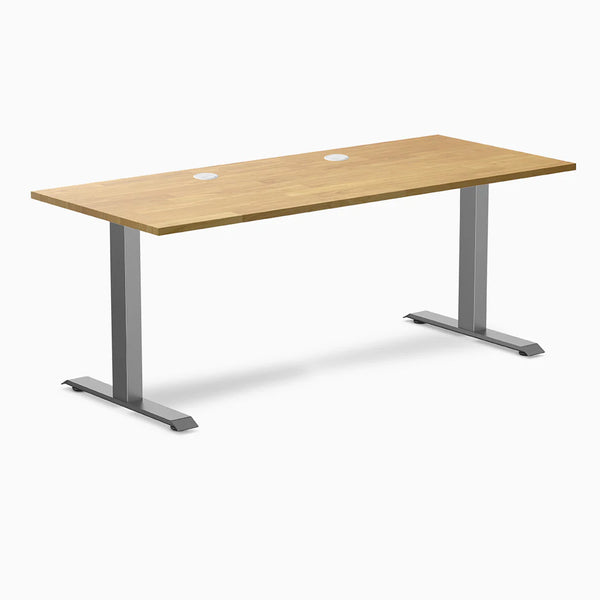 Desky Zero Rubberwood Office Desk, Light Oak desktop, Space Gray frame