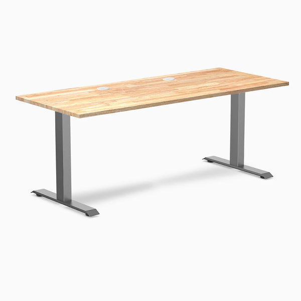 Desky Zero Rubberwood Office Desk, Natural Timber desktop, Space Gray frame