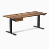 Desky Dual Hardwood Standing Desk With Drawer, Pheasantwood desktop, Matte Black frame