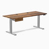 Desky Dual Hardwood Standing Desk With Drawer, Pheasantwood desktop, Gray frame