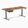 Desky Dual Hardwood Standing Desk With Drawer, Pheasantwood desktop, Space Gray frame