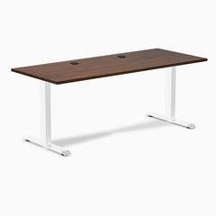 Desky Zero Rubberwood Office Desk, Red Walnut desktop, White frame