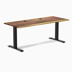 Desky Zero Hardwood Office Desk, Saman desktop, Matte Black frame