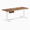 Desky Dual Hardwood Standing Desk With Drawer, Saman desktop, White frame