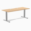 Desky Zero Scalloped Laminate Office Desk, Sublime Teak desktop, Gray frame