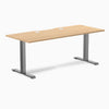 Desky Zero Scalloped Laminate Office Desk, Sublime Teak desktop, Space Gray frame