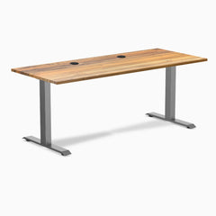 Desky Zero Hardwood Office Desk, Teak desktop, Space Gray frame