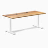 Desky Zero Hardwood Office Desk, Teak desktop, White frame