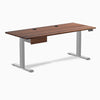 Desky Dual Hardwood Standing Desk With Drawer, Walnut desktop, Gray frame