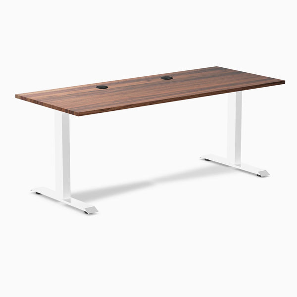 Desky Zero Hardwood Office Desk, Walnut desktop, White frame
