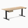 Desky Dual Hardwood Standing Desk With Drawer, White Ash desktop, Matte Black frame