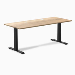 Desky Zero Hardwood Office Desk, White Ash desktop, Matte Black frame