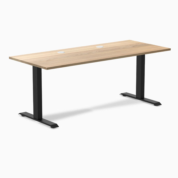 Desky Zero Hardwood Office Desk, White Ash desktop, Matte Black frame