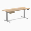 Desky Dual Hardwood Standing Desk With Drawer, White Ash desktop, Gray frame