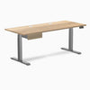 Desky Dual Hardwood Standing Desk With Drawer, White Ash desktop, Space Gray frame