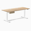 Desky Dual Hardwood Standing Desk With Drawer, White Ash desktop, White frame