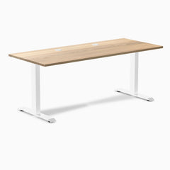 Desky Zero Hardwood Office Desk, White Ash desktop, White frame