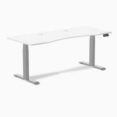Desky Dual Ergo Edge Sit Stand Desk, White desktop, Gray frame