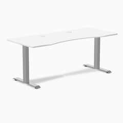 Desky Zero Ergo Edge Office Desk, White desktop, Gray frame
