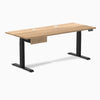 Desky Dual Hardwood Standing Desk With Drawer, White Oak desktop, Matte Black frame
