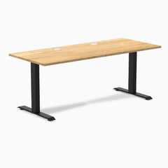 Desky Zero Hardwood Office Desk, White Oak desktop, Matte Black frame