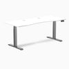 Desky Dual Ergo Edge Sit Stand Desk, White desktop, Space Gray frame