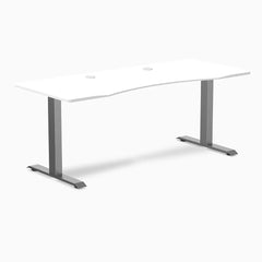 Desky Zero Ergo Edge Office Desk, White desktop, Space Gray frame