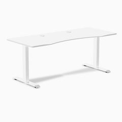 Desky Zero Ergo Edge Office Desk, White desktop, White frame