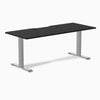 Desky Zero Scalloped Laminate Office Desk, Black desktop, Gray frame