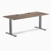 Desky Zero Scalloped Laminate Office Desk, Natural Walnut desktop, Space Gray frame