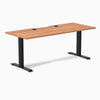 Desky Zero Scalloped Laminate Office Desk, Prime Oak desktop, Matte Black frame