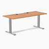 Desky Zero Scalloped Laminate Office Desk, Prime Oak desktop, Gray frame