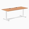 Desky Zero Scalloped Laminate Office Desk, Prime Oak desktop, White frame