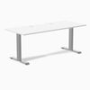 Desky Zero Scalloped Laminate Office Desk, White desktop, Gray frame
