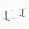 Desky Zero Scalloped Laminate Office Desk, White desktop, Space Gray frame