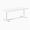 Desky Zero Scalloped Laminate Office Desk, White desktop, White frame