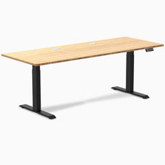Desky Dual Bamboo Sit Stand Desk, Bamboo desktop, Matte Black frame