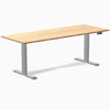 Desky Dual Bamboo Sit Stand Desk, Bamboo desktop, Gray frame