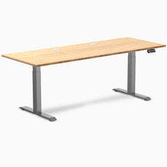 Desky Dual Bamboo Sit Stand Desk, Bamboo desktop, Space Gray frame