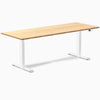Desky Dual Bamboo Sit Stand Desk, Bamboo desktop, White frame