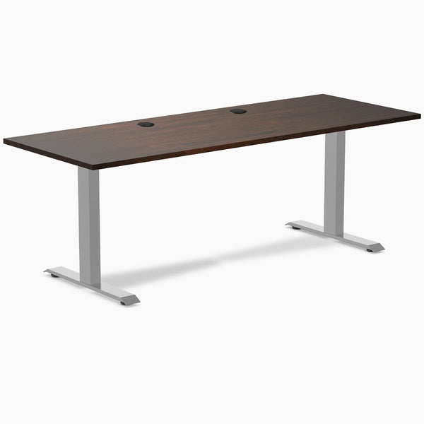Desky Zero Rubberwood Office Desk, Dark Walnut desktop, Gray frame