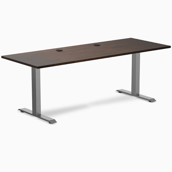 Desky Zero Rubberwood Office Desk, Dark Walnut desktop, Space Gray frame