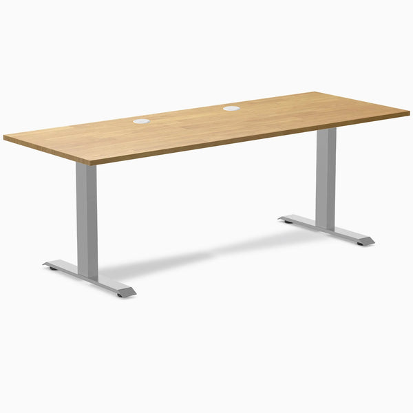 Desky Zero Rubberwood Office Desk, Light Oak desktop, Gray frame