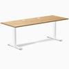Desky Zero Rubberwood Office Desk, Light Oak desktop, White frame