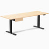 Desky Dual Hardwood Standing Desk With Drawer, Maple desktop, Matte Black frame