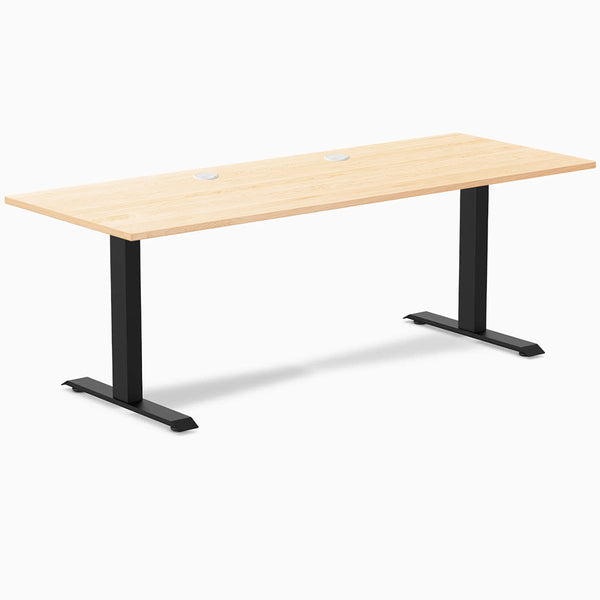 Desky Zero Hardwood Office Desk, Maple desktop, Matte Black frame