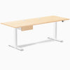 Desky Dual Hardwood Standing Desk With Drawer, Maple desktop, White frame