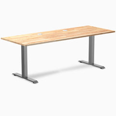 Desky Zero Rubberwood Office Desk, Natural Timber desktop, Space Gray frame
