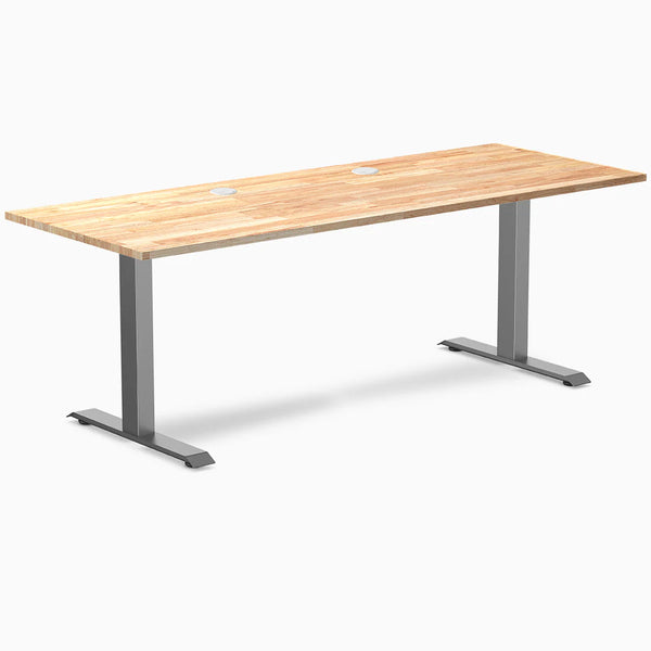 Desky Zero Rubberwood Office Desk, Natural Timber desktop, Space Gray frame