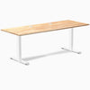 Desky Zero Rubberwood Office Desk, Natural Timber desktop, White frame